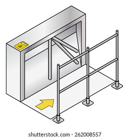 An Entry Turnstile / Automated Gate. Traffic And Crowd Control. With A 