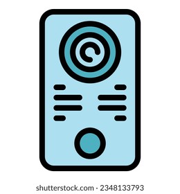 Entry video intercom icon outline vector. Electronic call. Door system color flat
