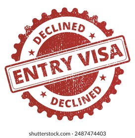 entry visa declined stamp round vector format scalable