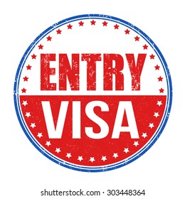 Entry visa grunge rubber stamp on white background, vector illustration