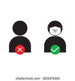 Entry without a mask is prohibited. Vector image. Flat design illustration. Covid-19 theme icon.