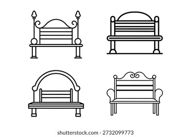 entryway bench icon line art vector illustration isolated