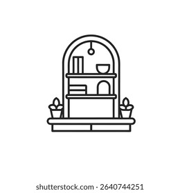 entryway line art shelf vector 