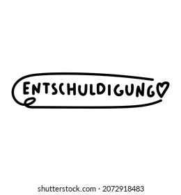 Entschuldigung it's mean sorry in German. Vector illustration on white background.