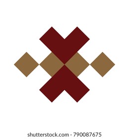 Entwined hearts harmony simplicity concept. Lucky knot. Geometric element for design. Vector illustration. Decorative printing block.