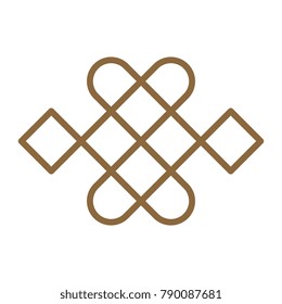 Entwined hearts harmony simplicity concept. Lucky knot simple geometric element for design. Vector illustration. Decorative printing block.