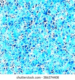 Entwined line. Editable vector seamless pattern of droplets. The effect of wool sheep, feathers, knitting. Blur effect and watercolor. Blue.