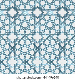 Entwined modern pattern, based on traditional oriental arabic patterns. Seamless vector background. Easy to recolor. Arabesque geometric pattern. Traditional Islam pattern.