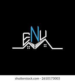 ENU Real State logo design, ENU simple and modern logo. ENU luxurious alphabet design  