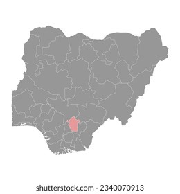 Mapa del estado de Enugu, división administrativa del país de Nigeria. Ilustración vectorial.