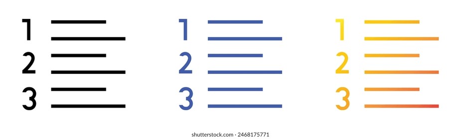 enumerate icon. Linear, Blue Fill and Gradient Style Design Isolated On White Background