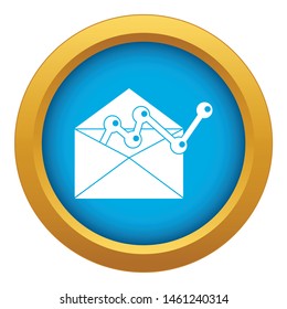 Envellope with graph icon blue vector isolated on white background for any design