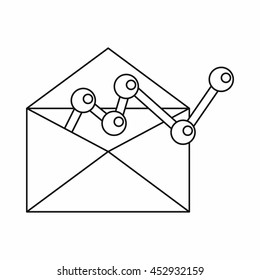 Envellope with graph icon in outline style isolated vector illustration