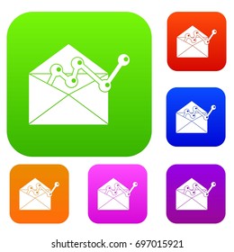 Envellope with graph set icon in different colors isolated vector illustration. Premium collection
