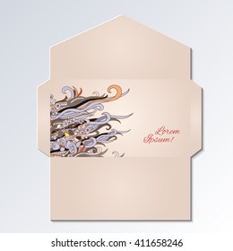 Envelop design with hand drawn  abstract waves drawing., EPS-8