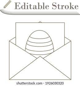 Envelop With Easter Egg Icon. Editable Stroke Simple Design. Vector Illustration.