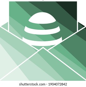 Envelop With Easter Egg Icon. Flat Color Ladder Design. Vector Illustration.