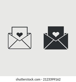 Envelop love heart letter vector icon illustration sign 