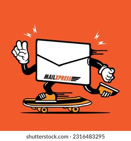 Comenzar el diseño del carácter del vector de máscaras de patinaje rápido de correo