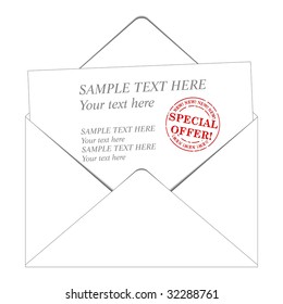 envelop and paper with a space for your text