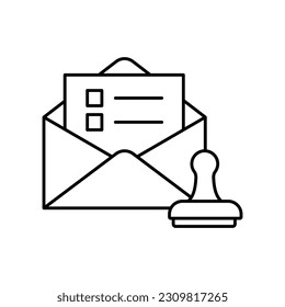 Envelop with stamp  Outline Vector Icon that can easily edit or modify

