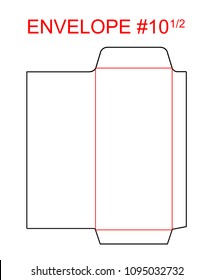 Envelope #10 1/2 pocket die cut template North American Format regular, universal, wallet, booklet size commercial, business, regular standard mail letterhead, invoices, checks, statement, direct mail