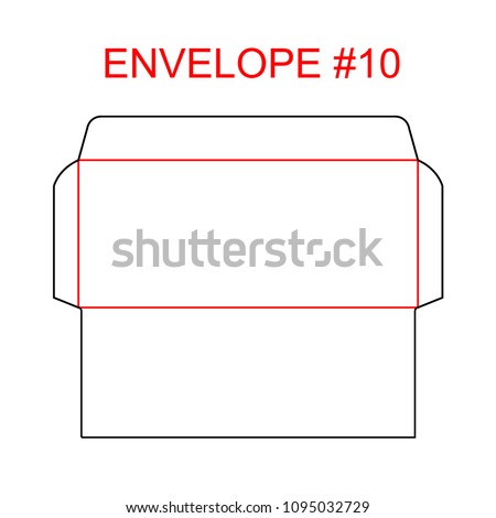 Envelope #10 die cut template of North American format regular, universal, wallet, booklet envelope sizes commercial, business, regular standard letterhead, invoices, checks, statement, direct mail
