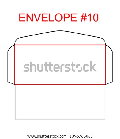 Envelope #10 die cut template of North American Format regular, universal, wallet, booklet envelope sizes commercial, business, regular standard to mail letterhead, invoices, checks, statement, direct