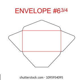 Envelope #6 3/4 die cut template of North American, USA Format regular, universal, wallet, booklet size commercial, business, regular standard mail letterhead, invoices, checks, statement, direct mail