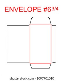 Envelope #6 3/4 die cut template of North American Format USA regular, universal, wallet, booklet size commercial, business, regular standard mail letterhead, invoices, checks, statement, direct mail.
