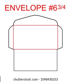 Envelope #6 3/4 die cut template of North American Format regular, universal, wallet, booklet envelope sizes commercial, business, regular standard mail letterhead, invoices, checks, statement, direct