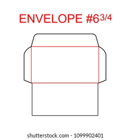 Envelope #6 3/4 die cut template of North American, USA Format regular, universal, wallet, booklet size commercial, business, regular standard mail letterhead, invoices, checks, statement, direct mail