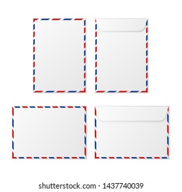Envelope a4. Paper white blank letter envelopes for vertical and horizontal document. Vector mockup isolated on white background. Envelope office mockup, paper letter mail illustration