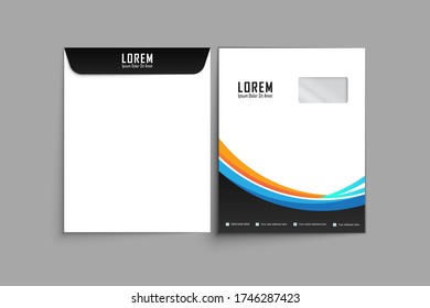 Envelope A4. Envelope A4 vector design. digital hand drawn. Paper envelope A4 set isolated on white background, vector illustration. Stationery Template Design Kit.