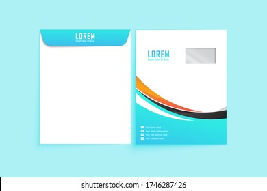 Envelope A4. Envelope A4 vector design. digital hand drawn. Paper envelope A4 set isolated on white background, vector illustration. Stationery Template Design Kit.