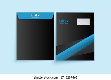 Envelope A4. Envelope A4 vector design. digital hand drawn. Paper envelope A4 set isolated on white background, vector illustration. Stationery Template Design Kit.