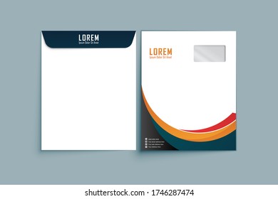 Envelope A4. Envelope A4 vector design. digital hand drawn. Paper envelope A4 set isolated on white background, vector illustration. Stationery Template Design Kit.