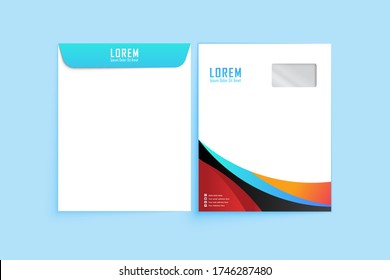 Envelope A4. Envelope A4 vector design. digital hand drawn. Paper envelope A4 set isolated on white background, vector illustration. Stationery Template Design Kit.