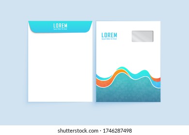 Envelope A4. Envelope A4 vector design. digital hand drawn. Paper envelope A4 set isolated on white background, vector illustration. Stationery Template Design Kit.