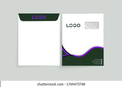 Envelope A4. Envelope A4 vector design. digital hand drawn. Paper envelope A4 set isolated on white background, vector illustration. Stationery Template Design Kit.