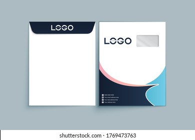 Envelope A4. Envelope A4 vector design. digital hand drawn. Paper envelope A4 set isolated on white background, vector illustration. Stationery Template Design Kit.