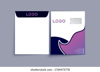Envelope A4. Envelope A4 vector design. digital hand drawn. Paper envelope A4 set isolated on white background, vector illustration. Stationery Template Design Kit.