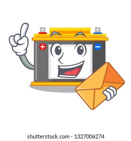 With envelope accomulator the mascot next to table