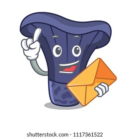 With envelope actarius indigo mushroom character cartoon