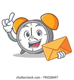With envelope alarm clock character cartoon