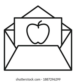 Envelope apple newtons day icon. Outline envelope apple newtons day vector icon for web design isolated on white background