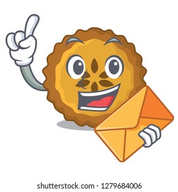 With envelope apple pie on a cartoon table
