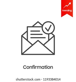 Envelope With Approved Document Thin Line Icon. Vector Illustration Of E-mail Confirmation.