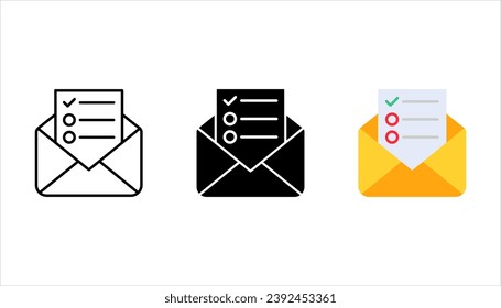 Envelope with approved document thin line icon. vector illustration on white background