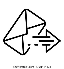 Envelope and arrow icon. Outline envelope and arrow vector icon for web design isolated on white background